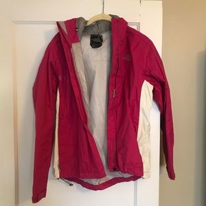 The North Face Rain Jacket pink and white
